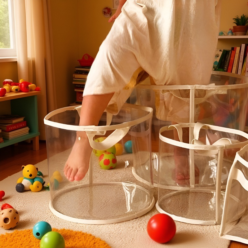 대용량 투명 수납 바구니 장난감 간식 잡동사니 수납 바구니 휴대용 대용량 수납 바구니