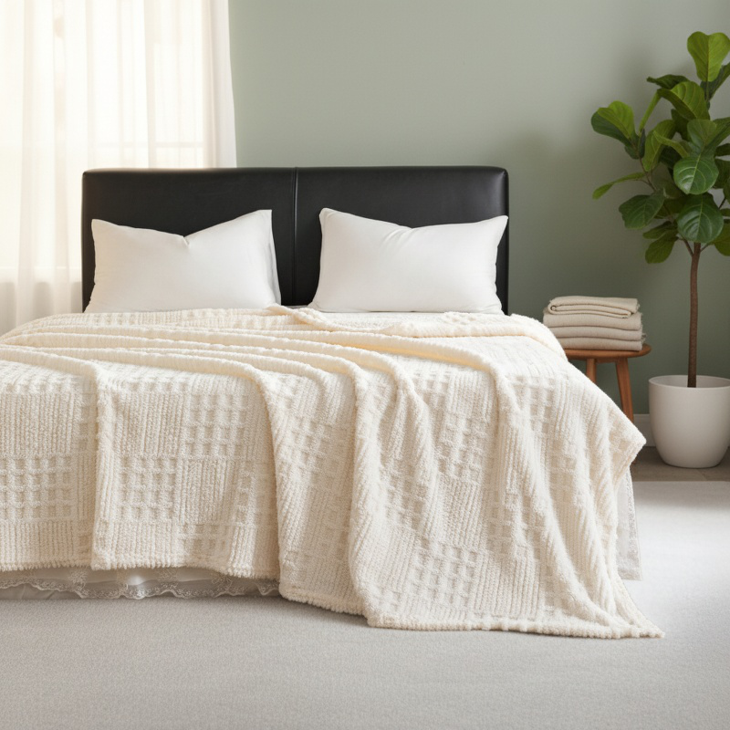 Soft and warm padded blanket cover detail
