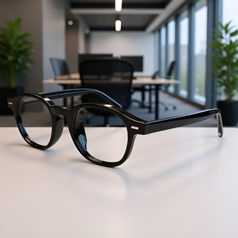 Montura de gafas redondas de acetato, estilo militar, para rostros pequeños, unisex