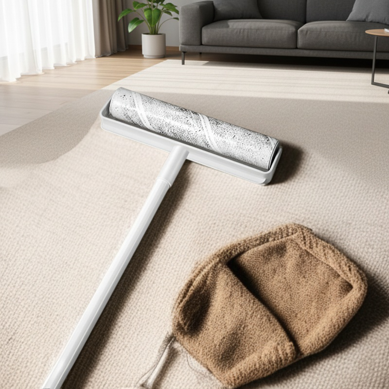 Ergonomic lint roller for floors
