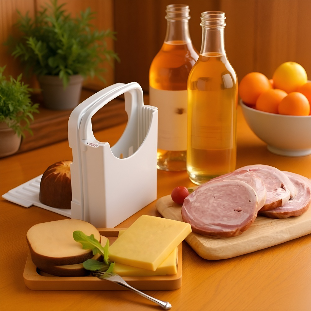 キッチン用パン切り器の使い方を説明するイメージ