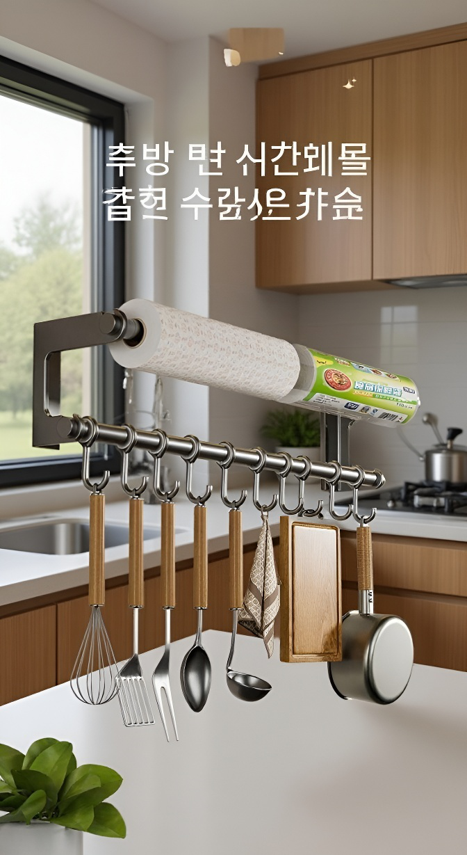 주방 욕실 무타공 스테인리스 후크 선반 전체 이미지