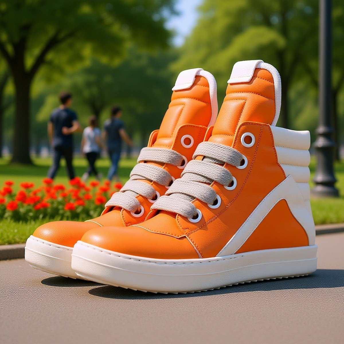 メンズカジュアルスポーツシューズ 厚底ハイカット 太い靴紐スニーカー