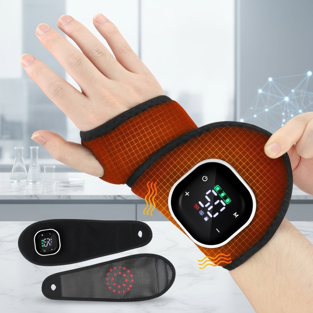 Electric heating wristband with 5 heating levels and 3 vibration levels, multi-functional wristband 