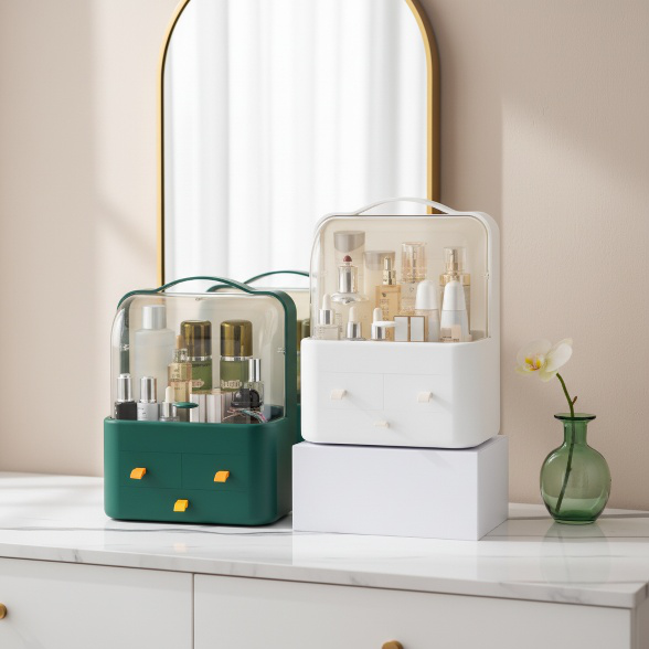 Dustproof Large Capacity Desktop Cosmetic Organizer Multi-functional Lipstick Skincare Storage Box
