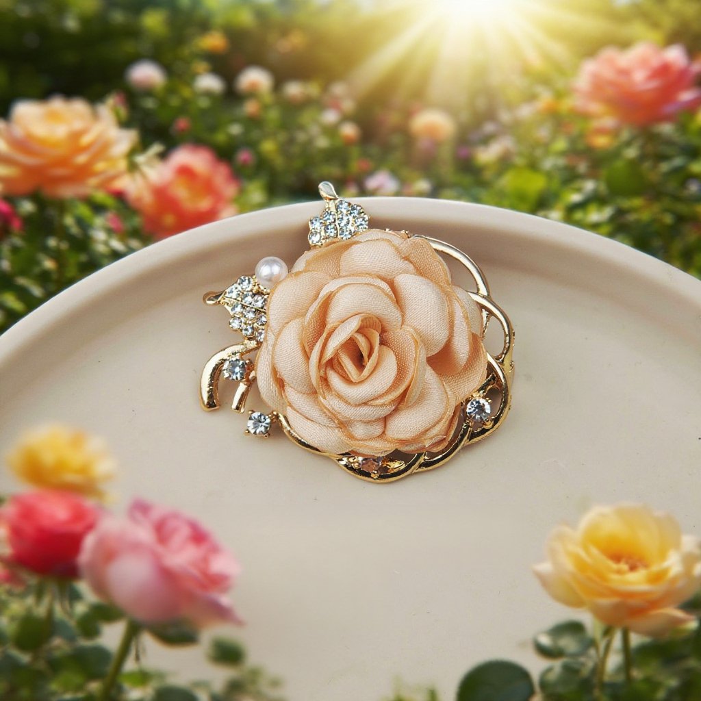 고급스러운 장미꽃 패션 브로치 이미지