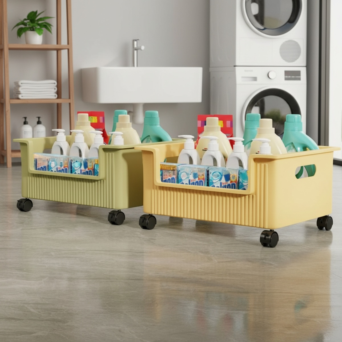 Bathroom cabinet under the shelf toilet sink movable laundry detergent rack balcony washing machine 