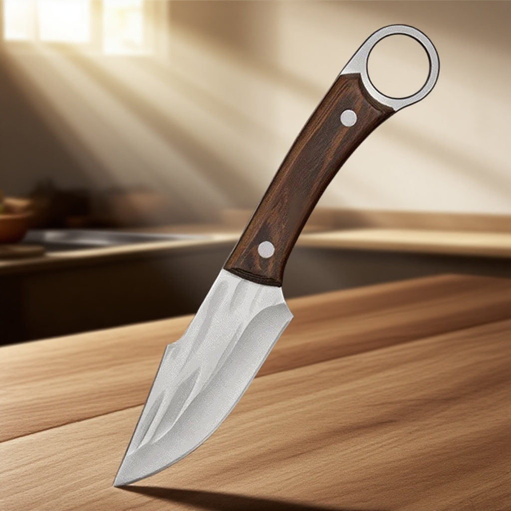 Starożytny, kuty, młotkowany nóż do trybowania