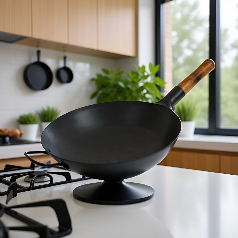 Wok-Topf aus Schmiedeeisen mit frischem Gemüse