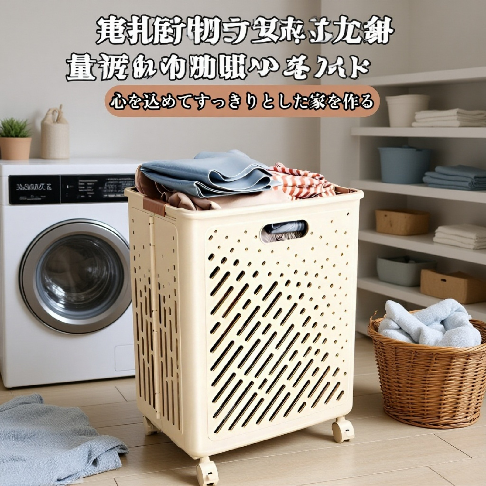 家庭用折りたたみ式大容量ランドリーバスケット