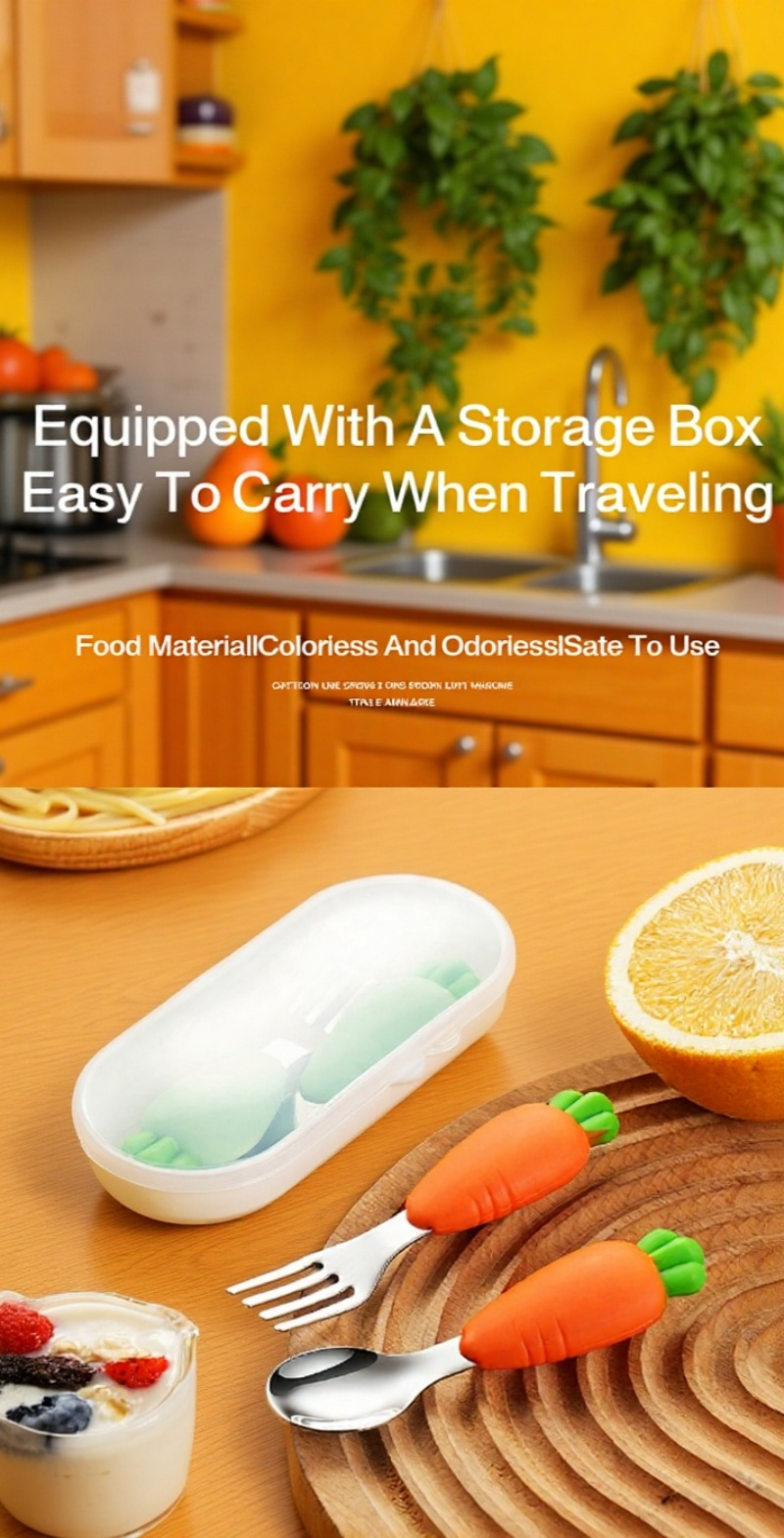 Durable strawberry baby spoon and fork set