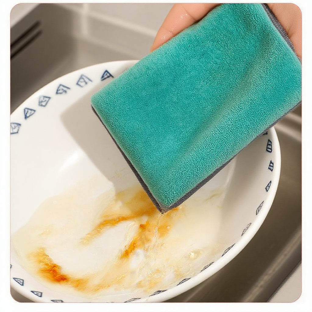 Esponja de limpieza de doble cara de felpa gruesa coral