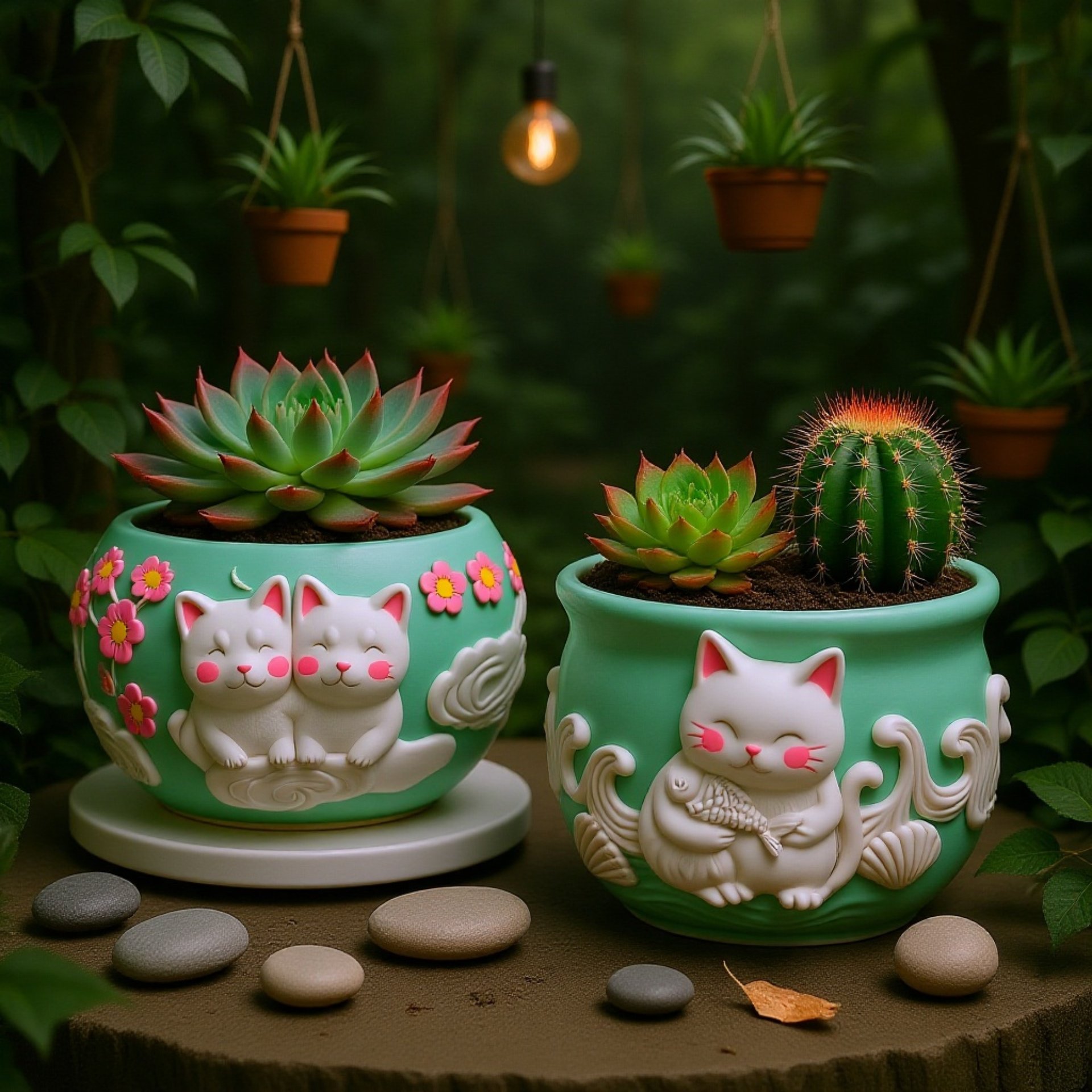 Jia Hui Mei 動物石膏植木鉢シリコン型 DIY 子猫と子犬のレリーフ石膏エポキシポッティング型