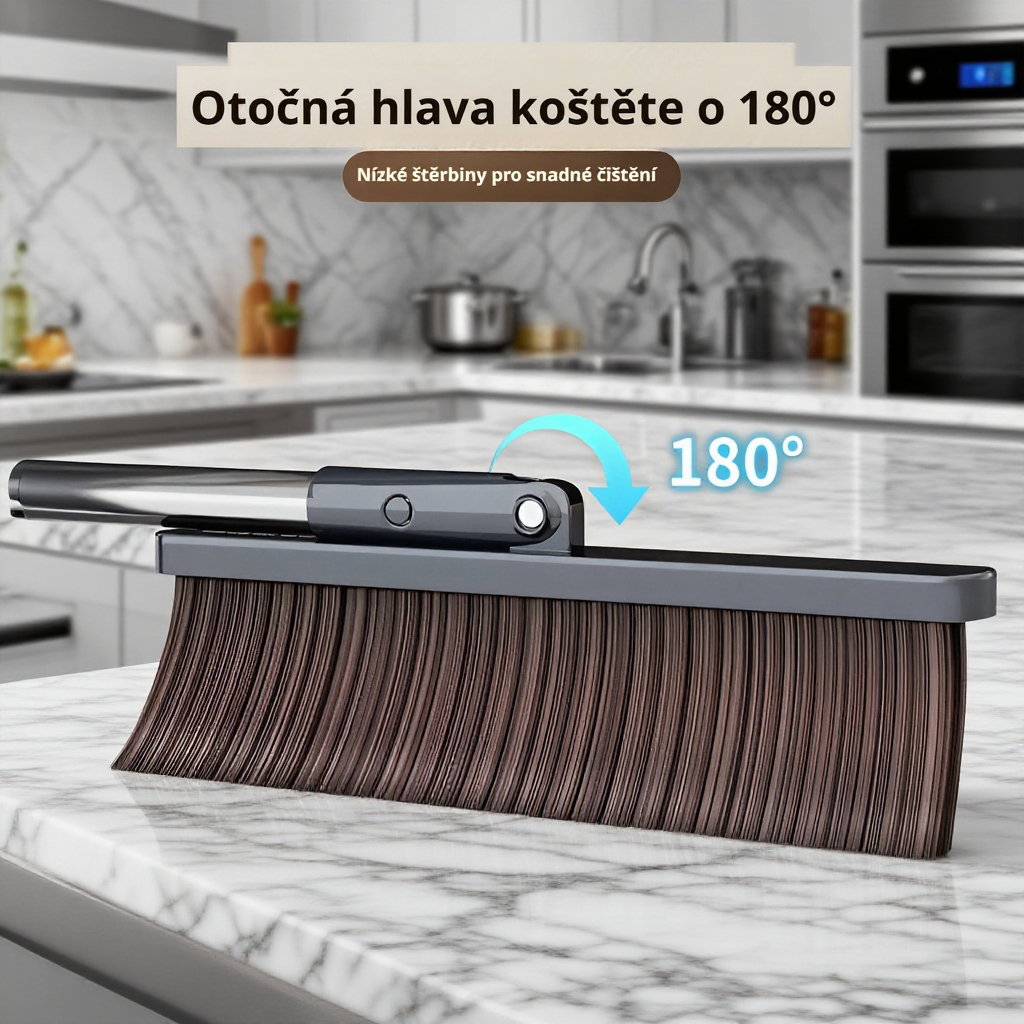 Kombinace koštěte a lopatky pro domácí úklid