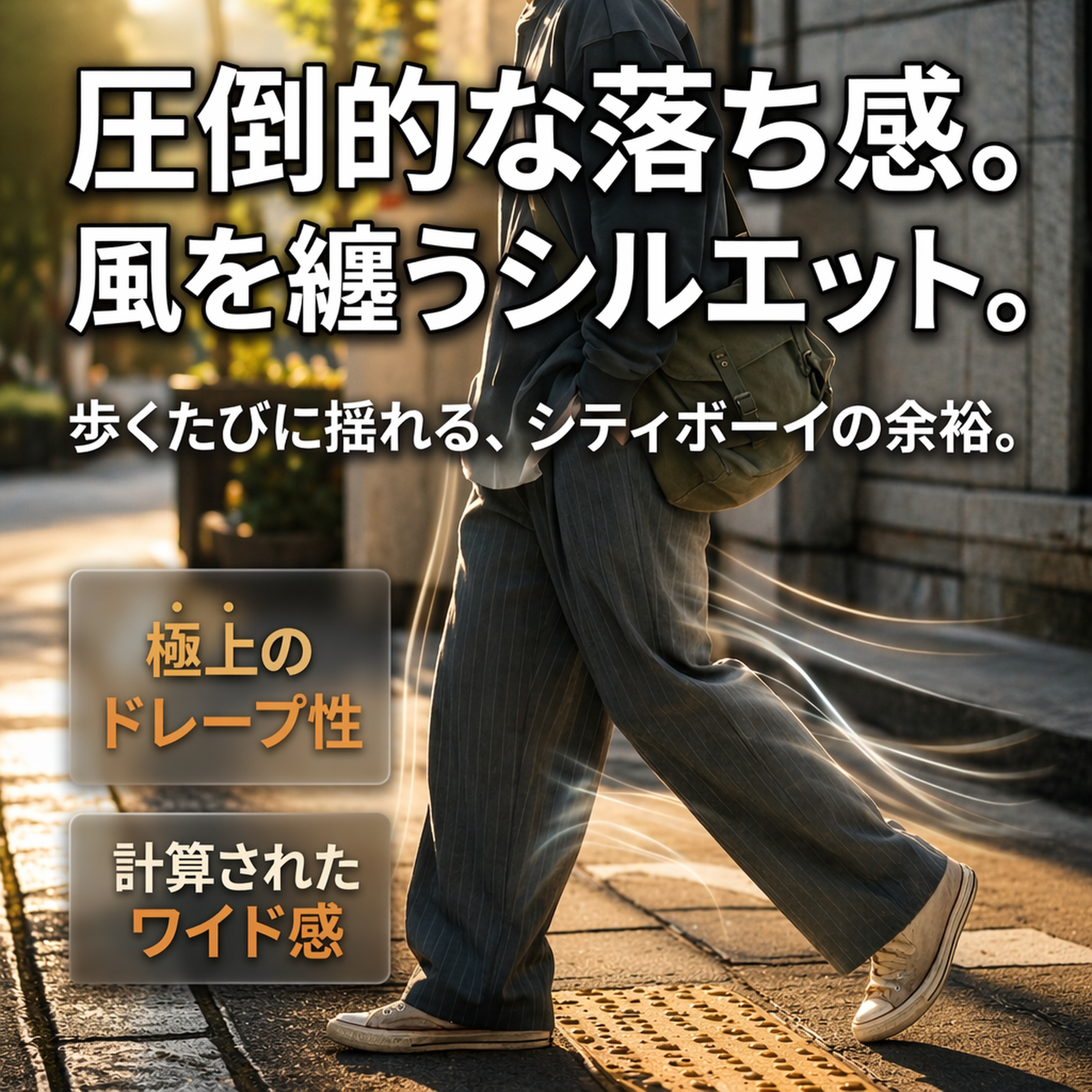 メンズレトロストライプドレープストレートスラックス
