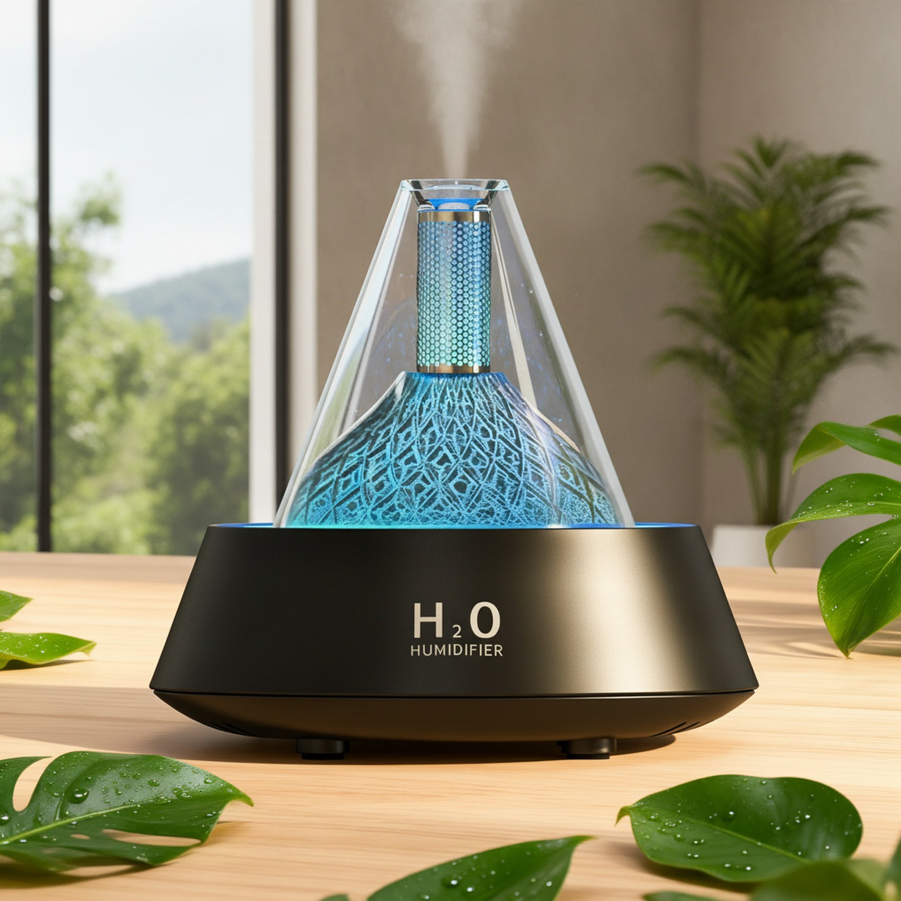 Aromatizador mini volcán encendido en escritorio moderno
