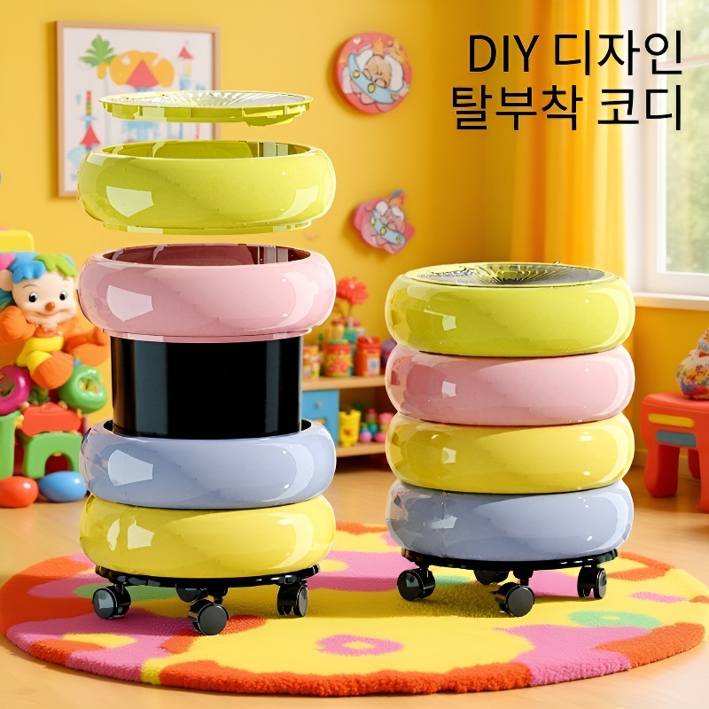 도파민 대형 이동식 뚜껑 쓰레기통