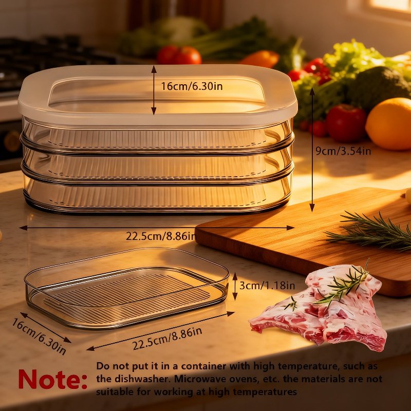 Multi-layer refrigerator sealed storage box with transparent design