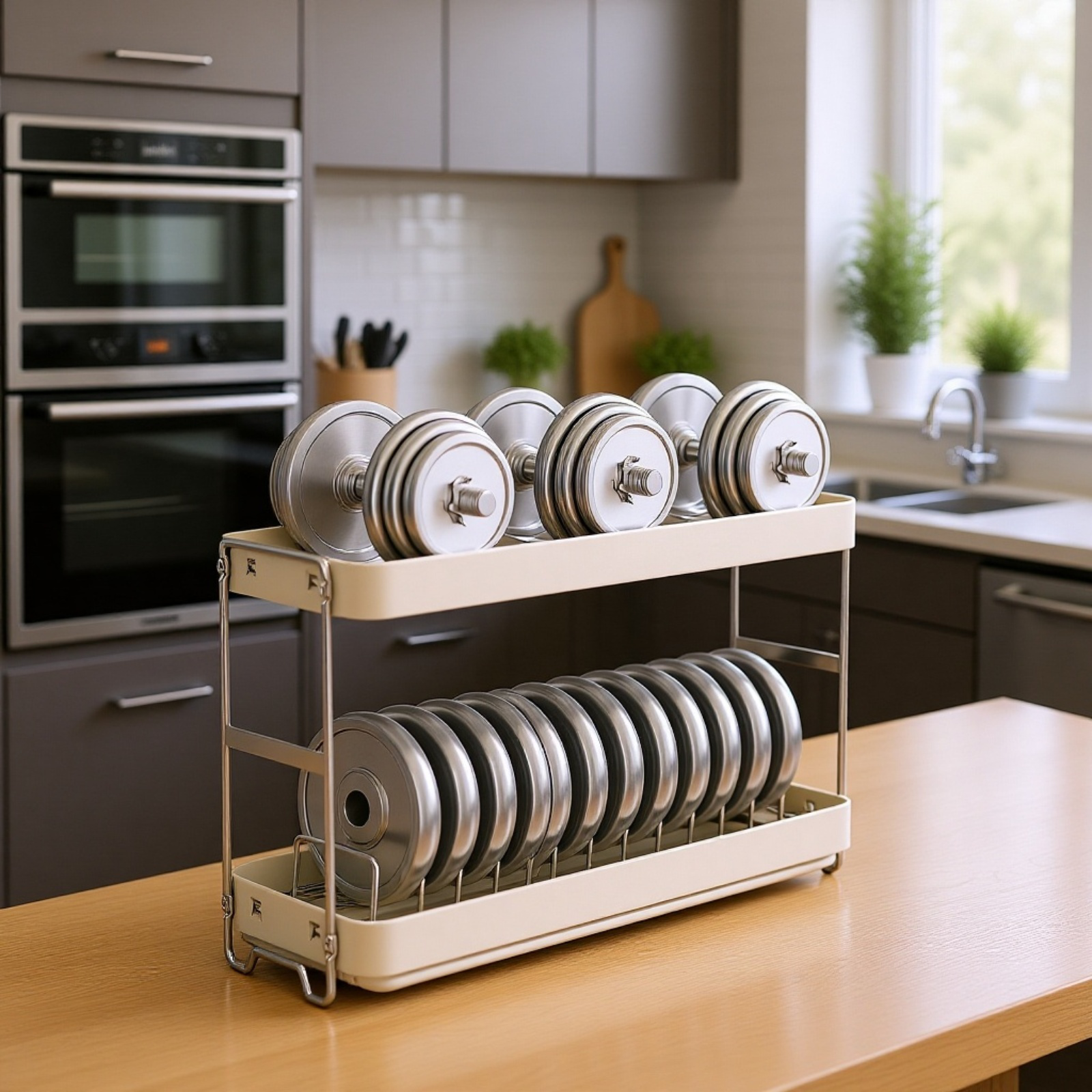 新しいステンレススチール製のボウルとプレートの排水ラックキッチンラックシンクの食器用排水バスケット食器収納ラック