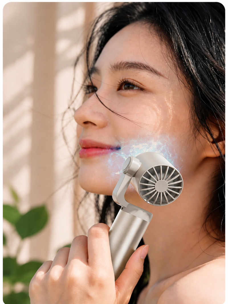 Portable mini fan with ice pack for outdoor use