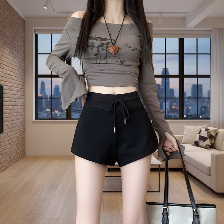 슬랙스 스타일 여성 캐주얼 반바지 디테일