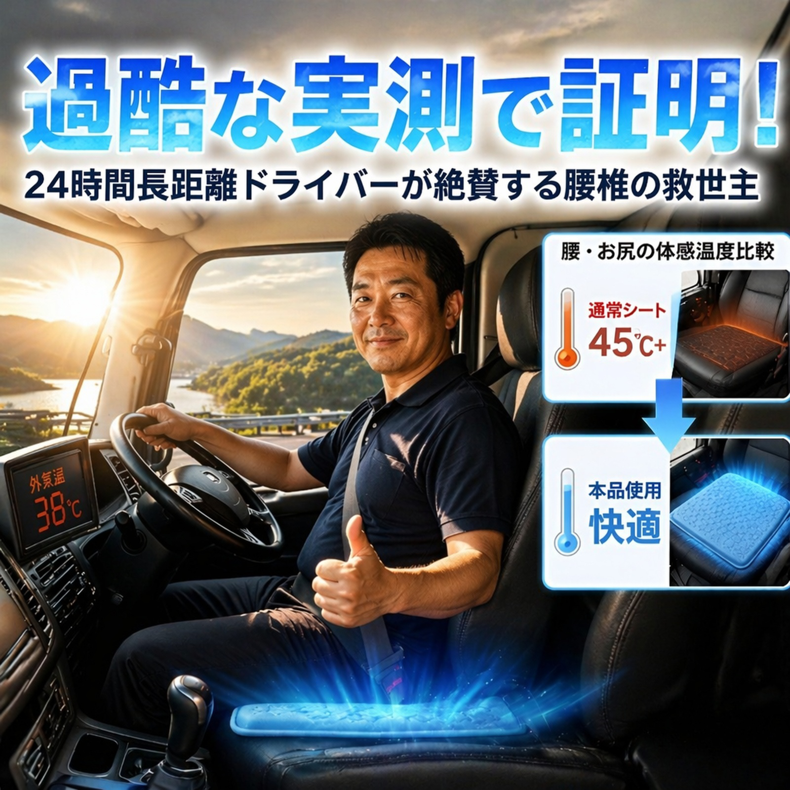 通気性に優れた冷却ジェルシートクッション