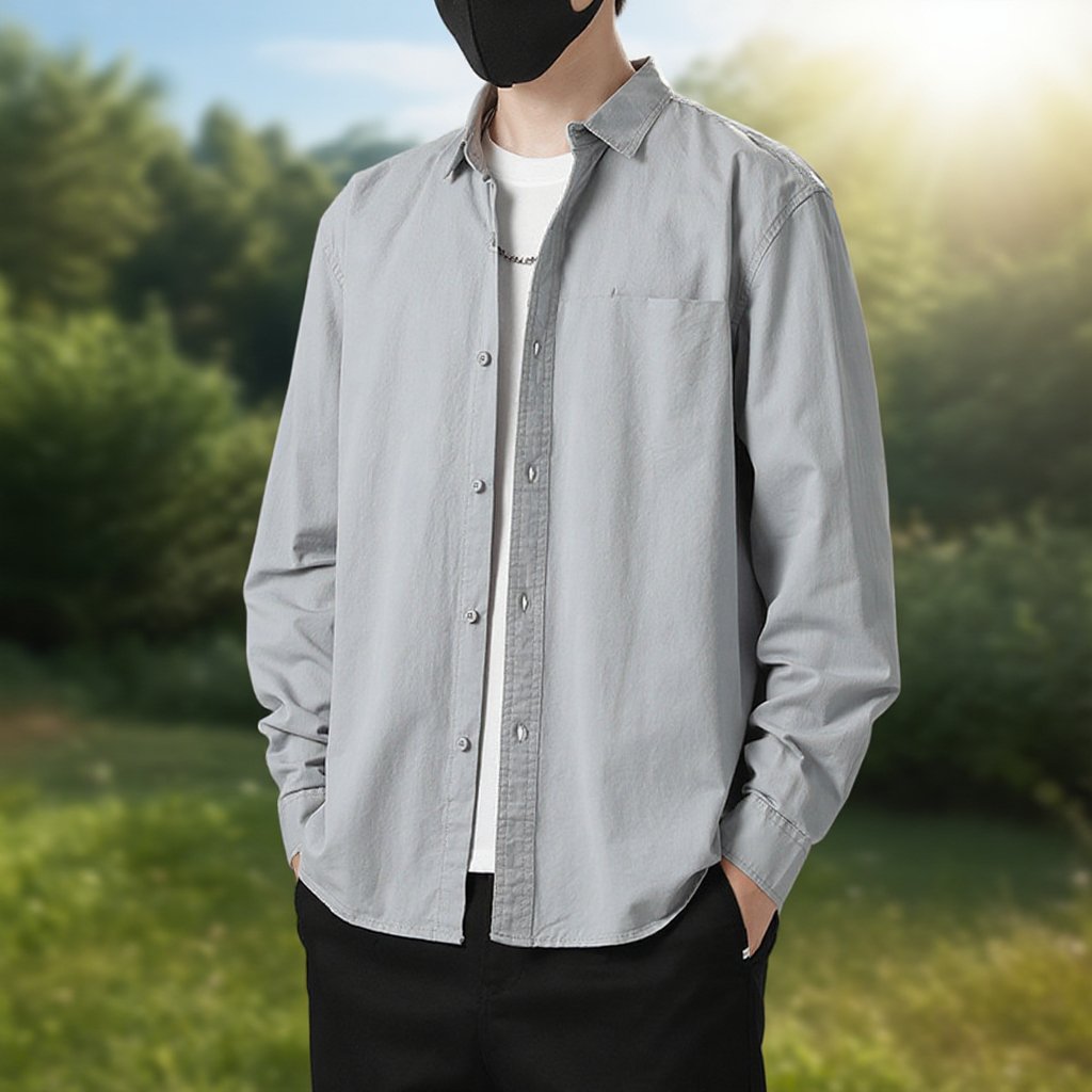 남성 순면 겉에 캐주얼 외투를 입다