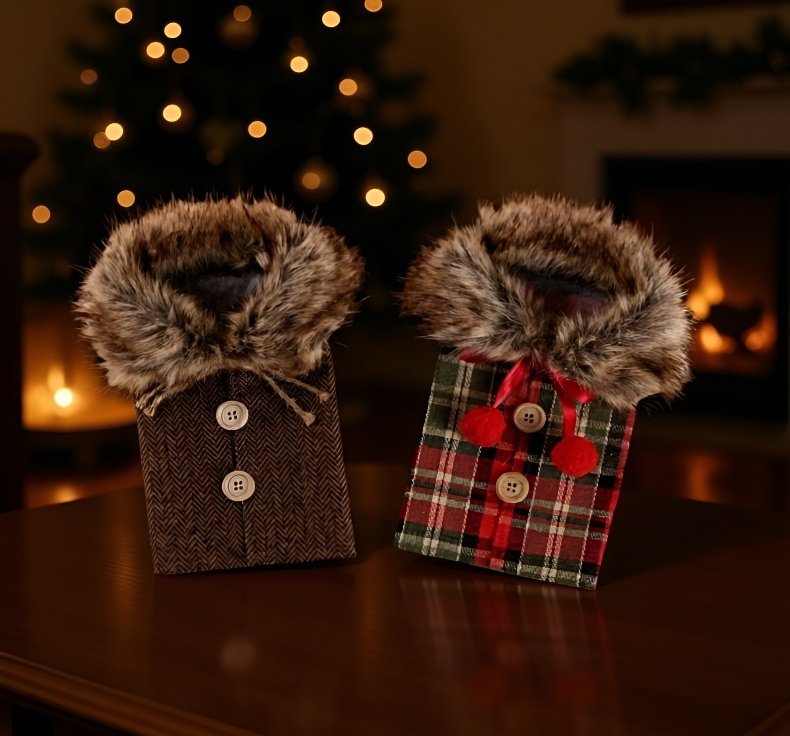 زخرفة احتفالية على زجاجة النبيذ