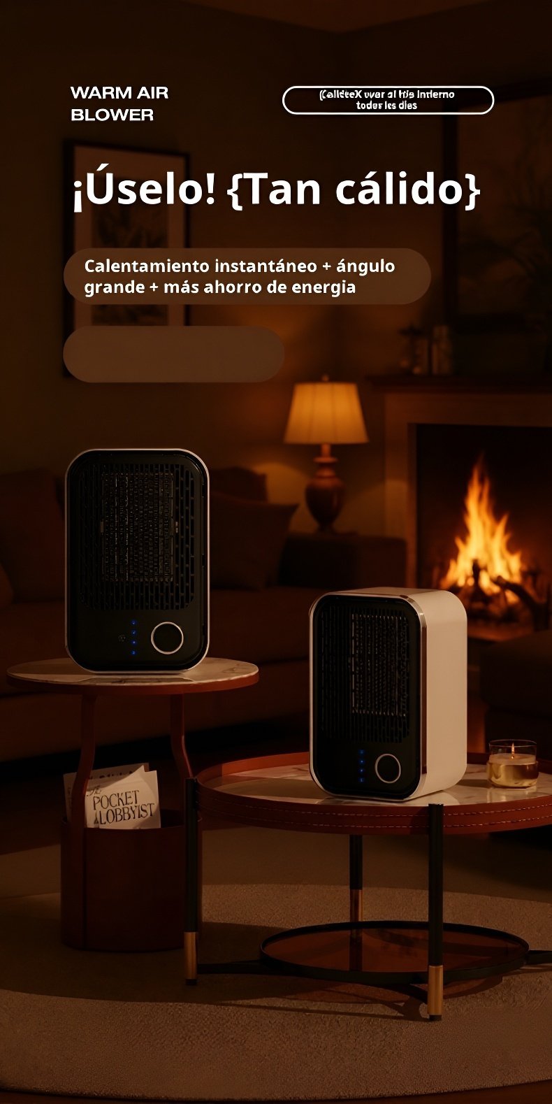 Calefactor PTC portátil con control remoto para uso doméstico