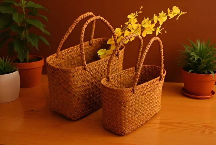 Ručně pletený květinový koš z mořské trávy Zhanjiang detail