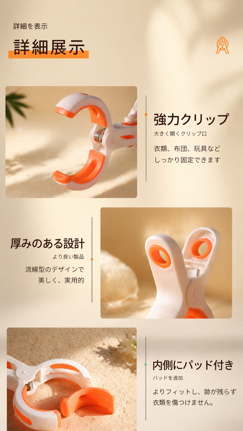 洗濯物が飛ばない強力クリップ