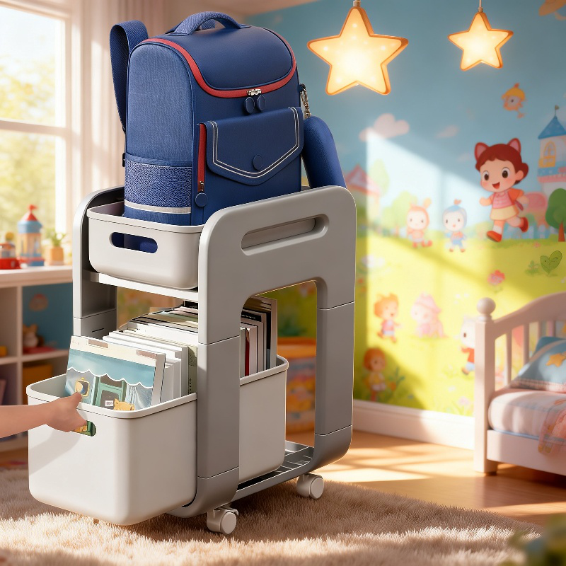 移動式ブックバッグ・お菓子・本収納ワゴン