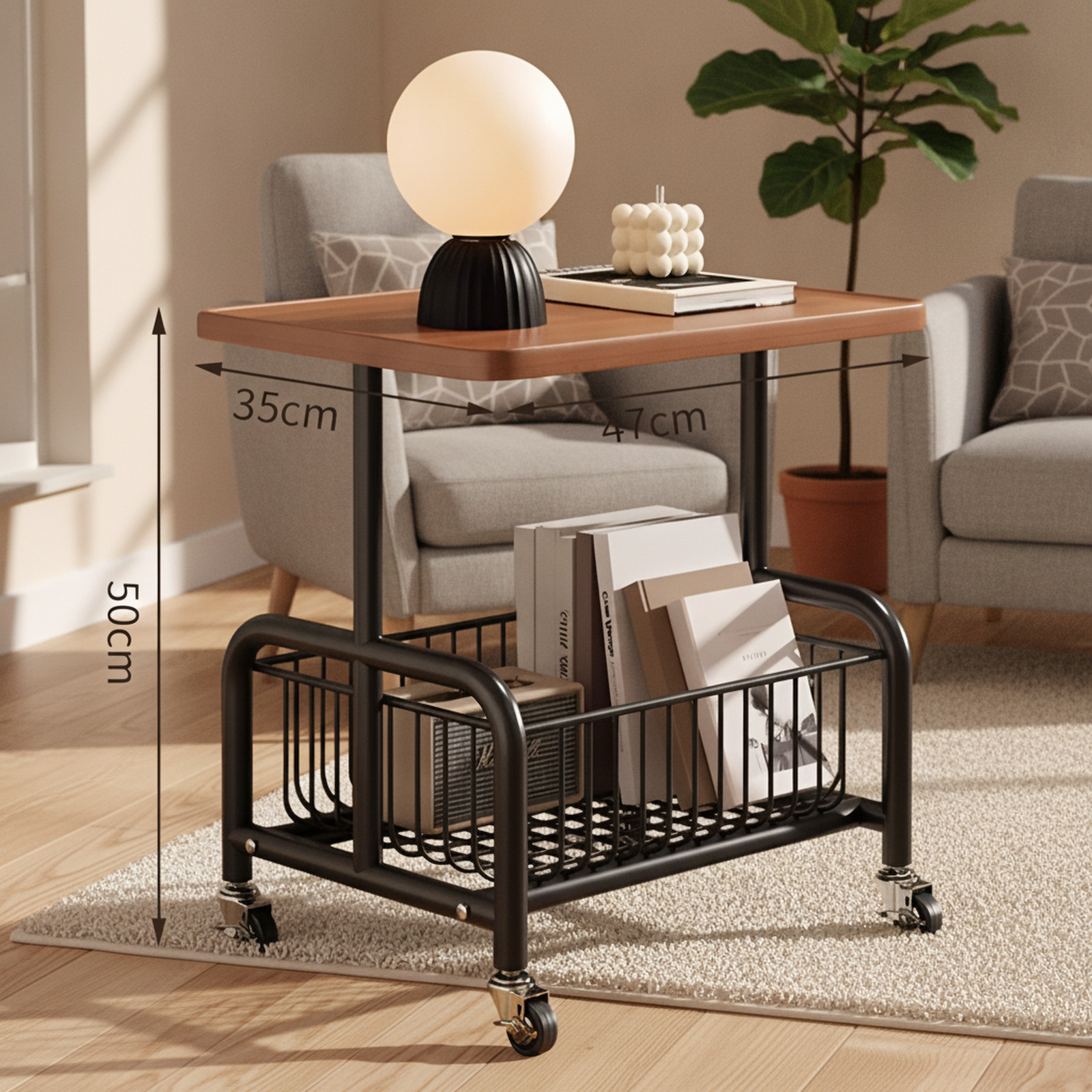 Home Movable Schoolbag Trolley Bookshelf Student Storage Rack