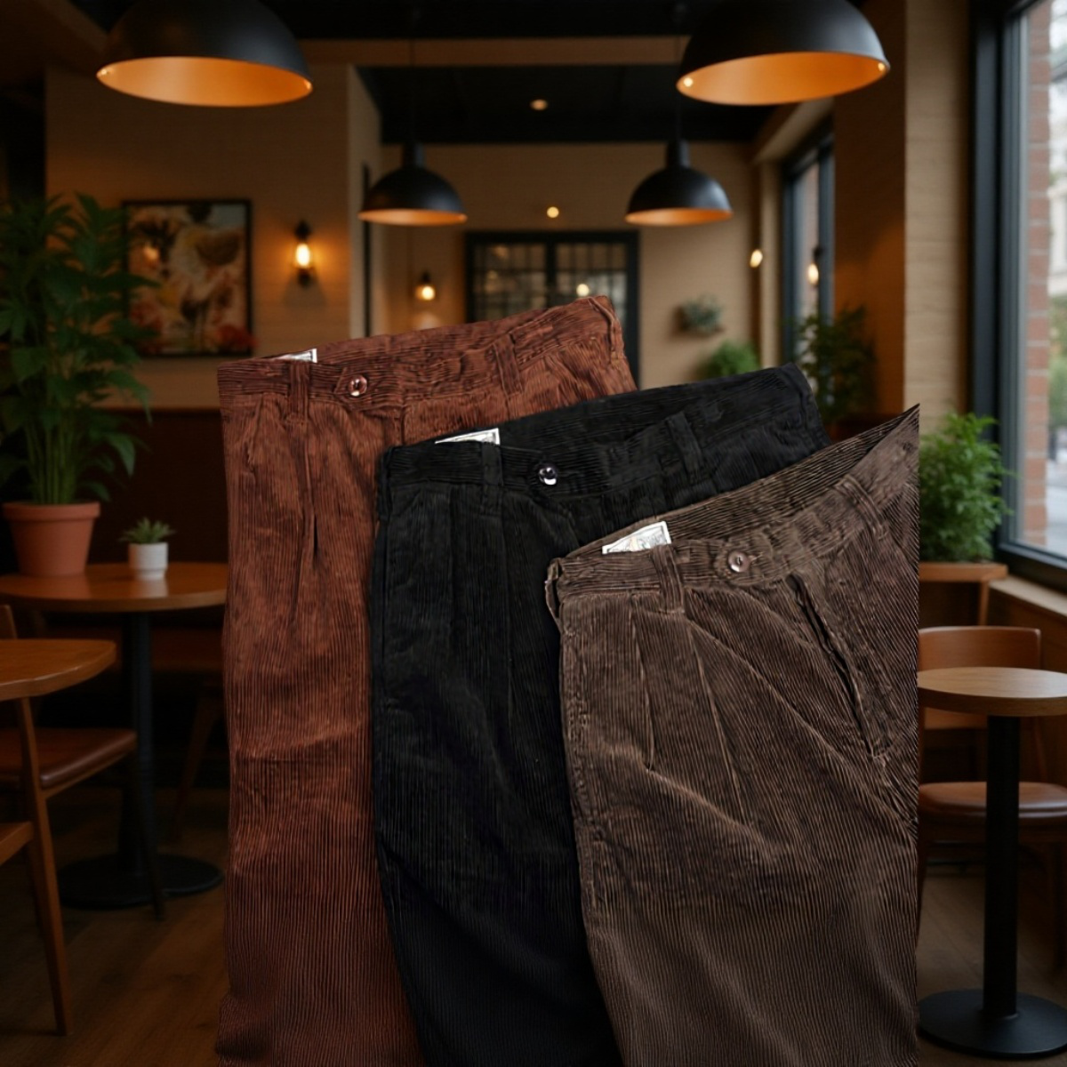 アメリカンレトロカジュアルストレートワークパンツ メンズ厚手コーデュロイロングパンツ