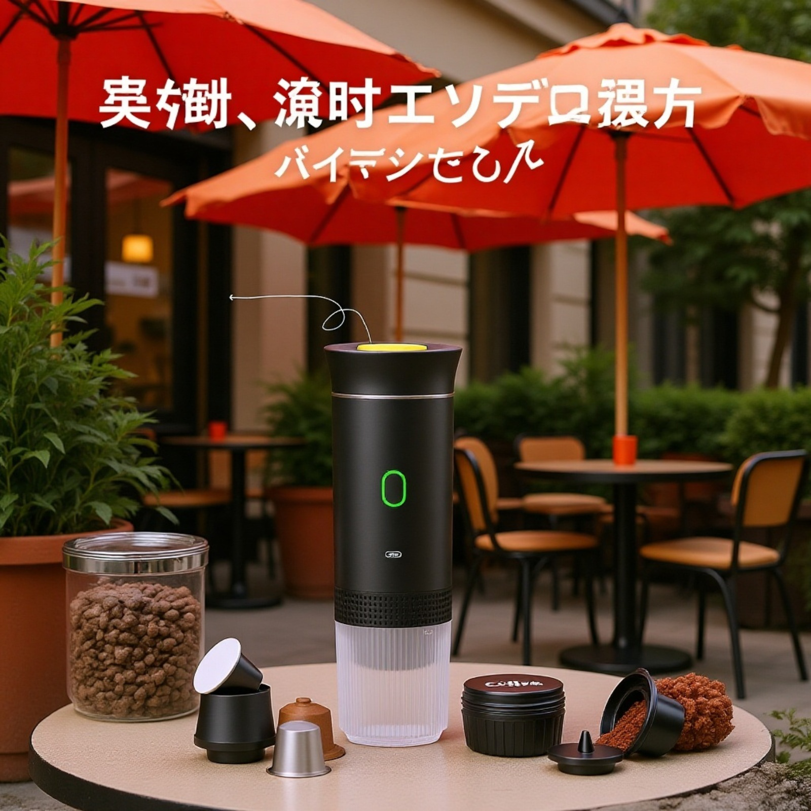 ポータブルミニ加熱エスプレッソカプセルコーヒーマシンの全体画像