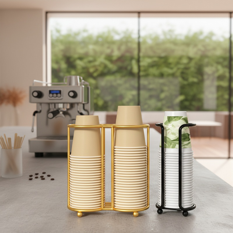 Disposable Paper Cup Dispenser and Holder for Coffee and Milk Tea Shops