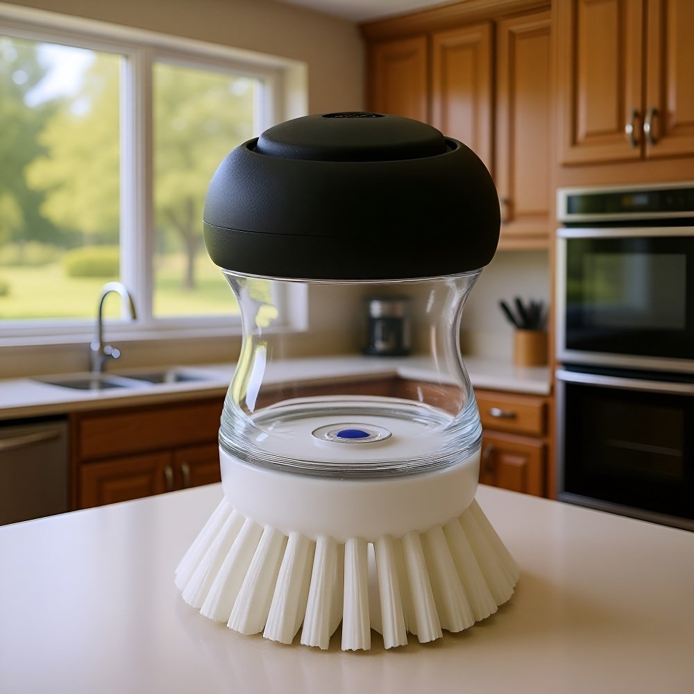 Praktische Küchenbürste mit Seifenspender – Teller- und Topfreiniger