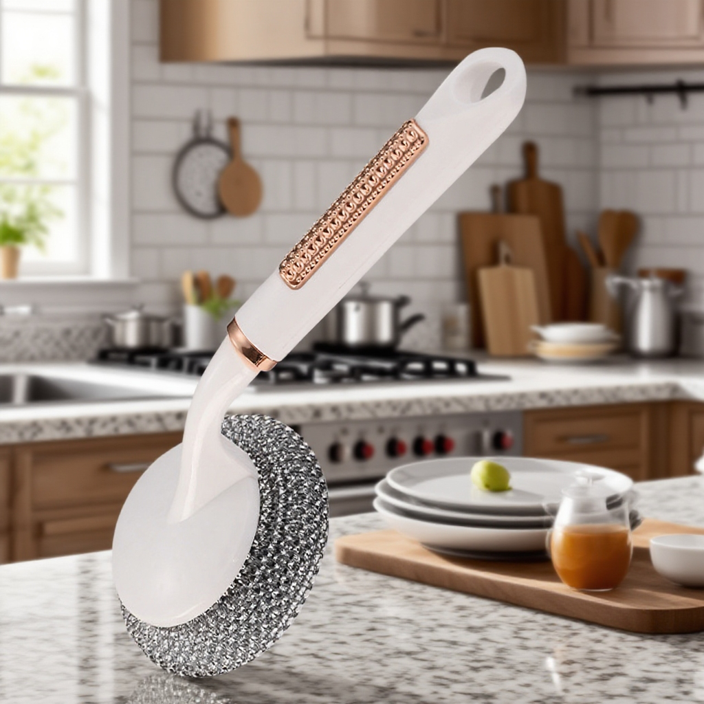 キッチン用ロングハンドルワイヤーボールブラシ 多用途鍋洗いブラシ