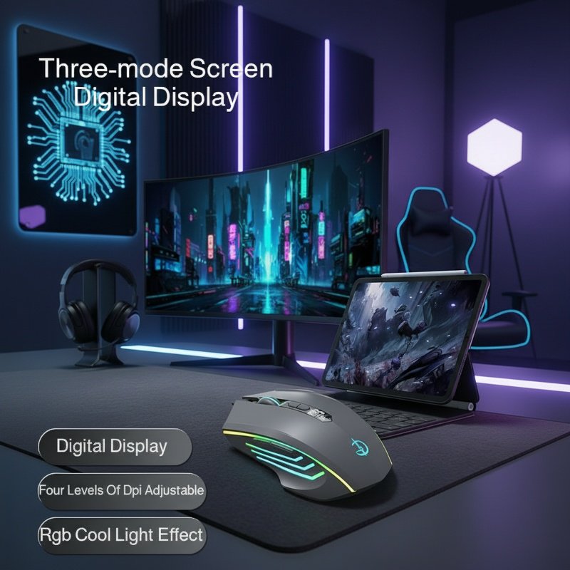 Souris de jeu Bluetooth silencieuse sans fil, rechargeable, pour ordinateur portable et de bureau