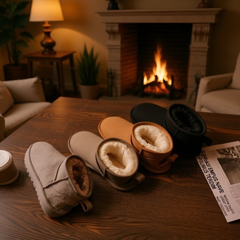 여성 북동부 앵클 부츠 융털 도톰 워커 플랫 스노우 슈즈