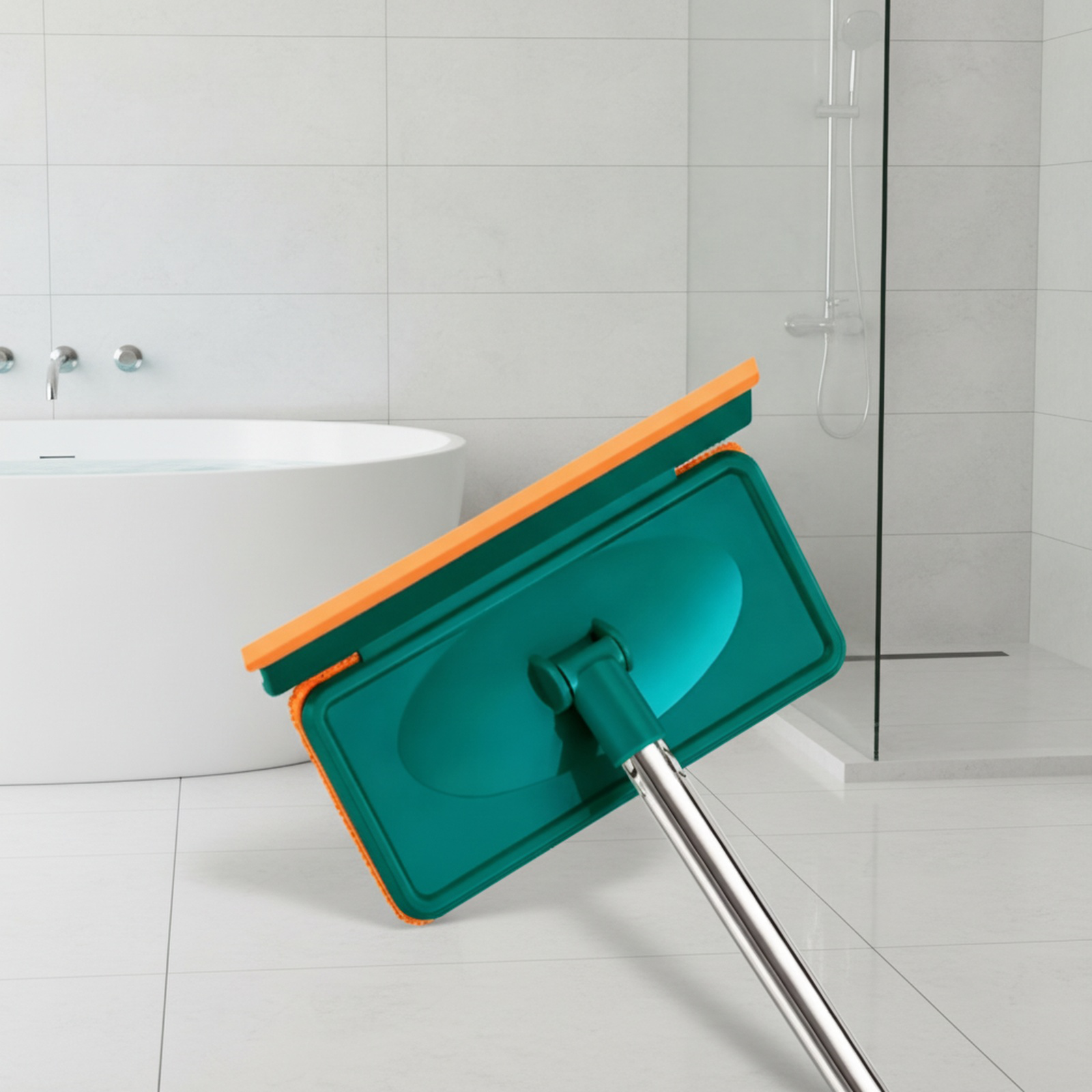 Limpiador de ventanas de doble cara con mango extensible y cabezal giratorio