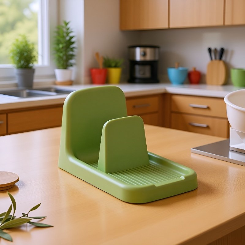 Space saving kitchen rack with cutting boards and lids