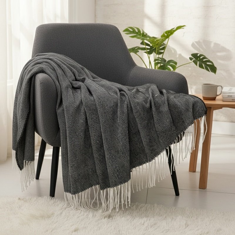 Textured woolen blanket for comfort and style