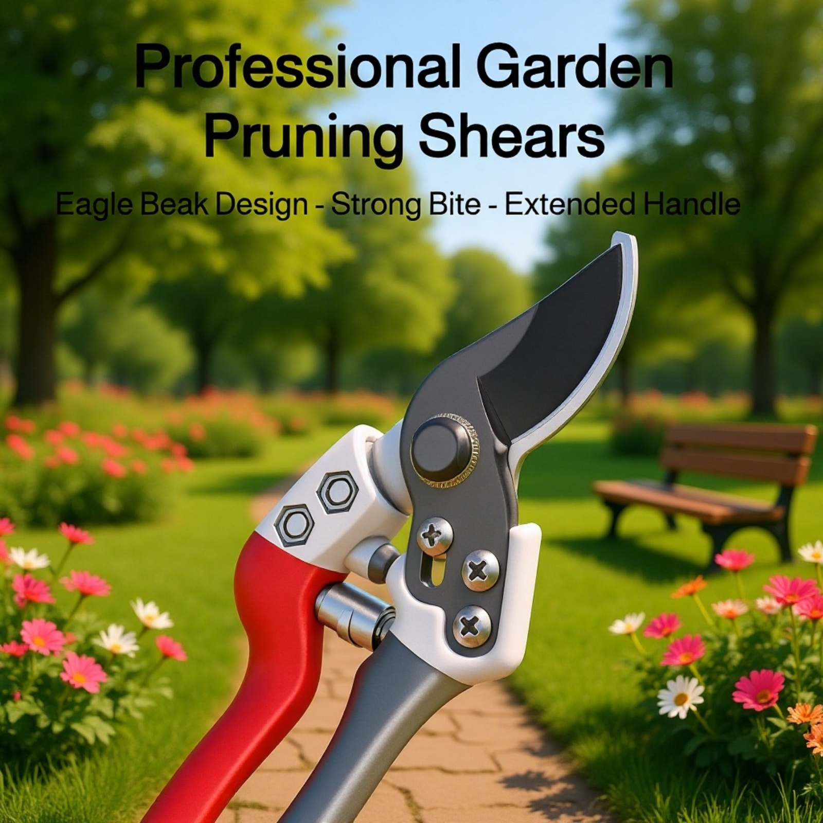 Gardening pruning shears cutting flower stem