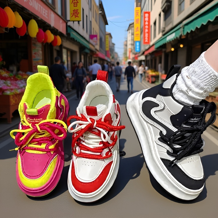 통굽 패션지애 레드 캐주얼 여성화 키높이 통굽 하이탑 여성화 레드 캐주얼 하이탑