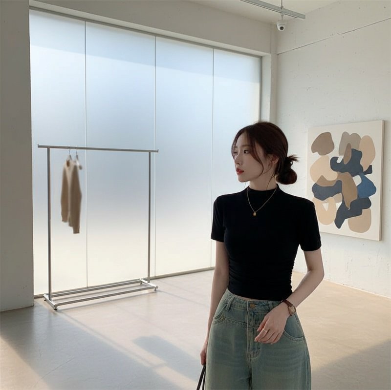 학생 이너 슬림 반팔 티셔츠 컬러