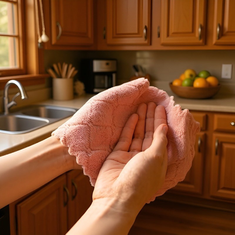 Doppelseitiges, verdicktes Mikrofaser-Küchentuch aus Coral Fleece