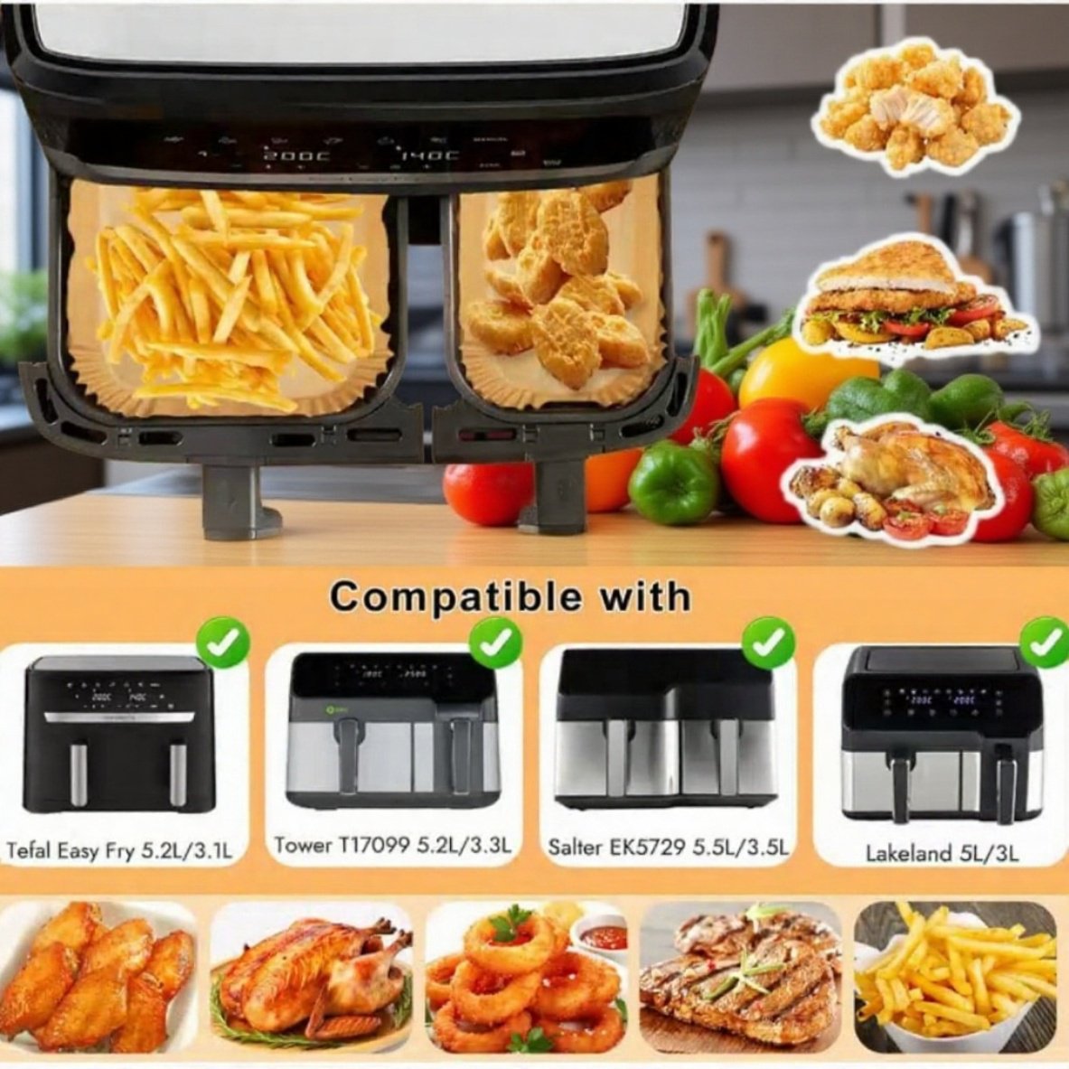 Papel para freidora fácil de limpiar