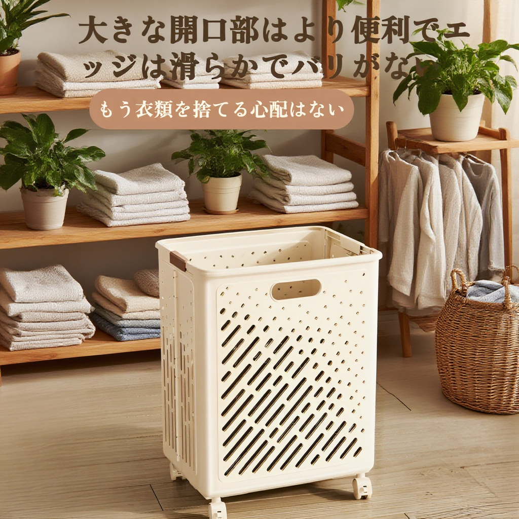スリム洗濯かご 折りたたみランドリーボックス