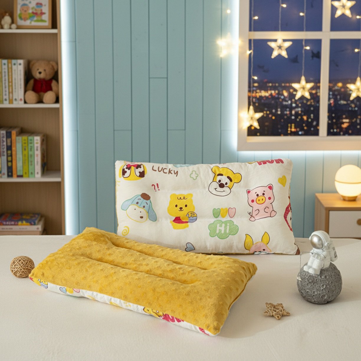 Natural Cotton Grooved Baby Pillow, Breathable & Moisture Wicking, Shape A